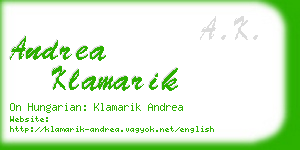 andrea klamarik business card